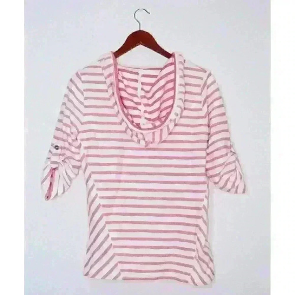 Calvin Klein Performance Striped Hoodie Nautical Beach Classy Y2K Women's Size M - Picture 4 of 13
